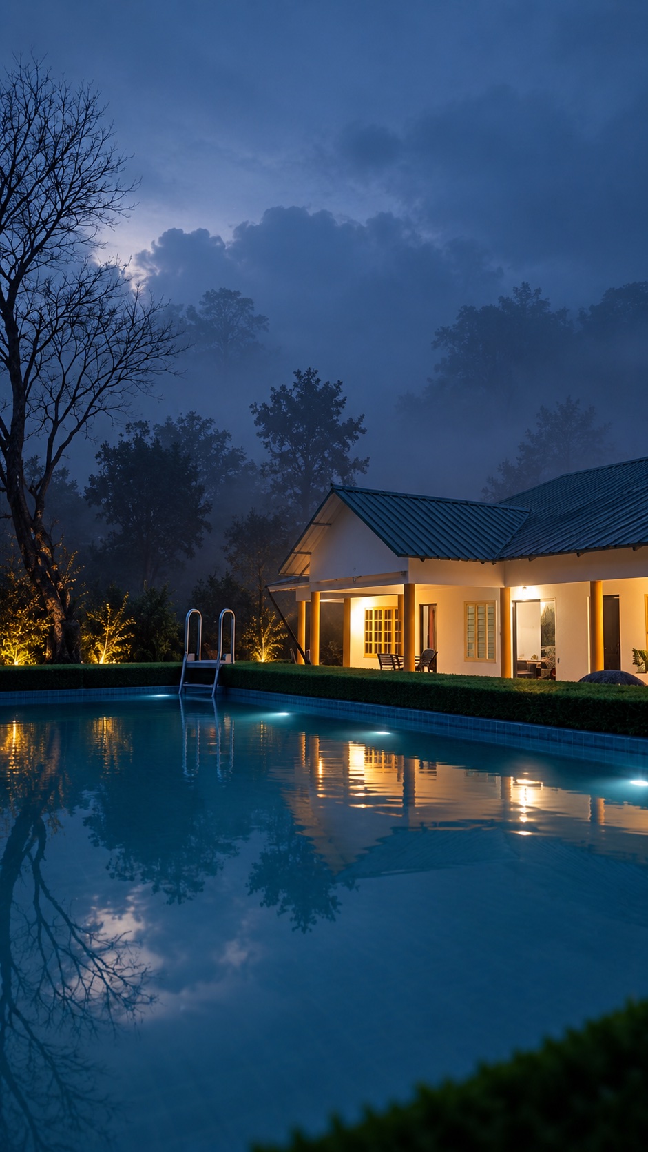 Mount Dora villa glowing at dusk